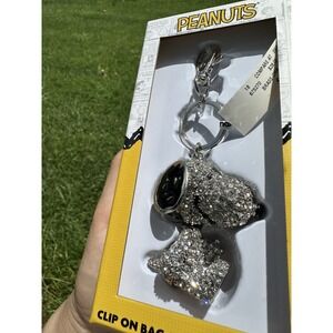 Snoopy Peanuts Bling Pave 3D Crystal Rhinestone Keychain/Bag Charm NEW IN BOX